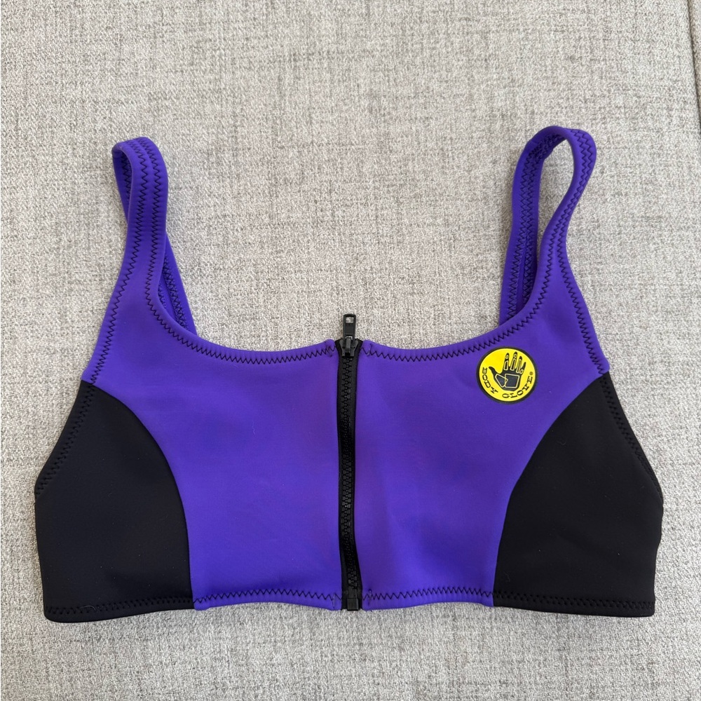 Body Glove Purple and Black Front-Zip Bikini Top